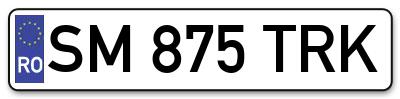 Placuta inmatriculare numar auto  SM-875-TRK, SM 875 TRK, SM875TRK
