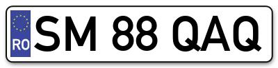 Placuta inmatriculare numar auto  SM-88-QAQ, SM 88 QAQ, SM88QAQ