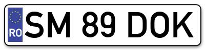 Placuta inmatriculare numar auto  SM-89-DOK, SM 89 DOK, SM89DOK
