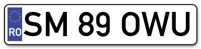 Placuta inmatriculare numar auto  SM-89-OWU, SM 89 OWU, SM89OWU