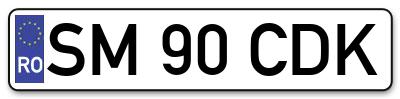 Placuta inmatriculare numar auto  SM-90-CDK, SM 90 CDK, SM90CDK