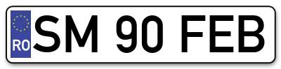 Placuta inmatriculare numar auto  SM-90-FEB, SM 90 FEB, SM90FEB