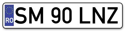 Placuta inmatriculare numar auto  SM-90-LNZ, SM 90 LNZ, SM90LNZ