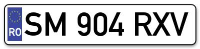 Placuta inmatriculare numar auto  SM-904-RXV, SM 904 RXV, SM904RXV