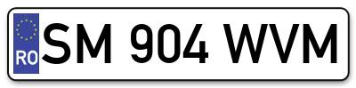Placuta inmatriculare numar auto  SM-904-WVM, SM 904 WVM, SM904WVM