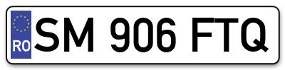 Placuta inmatriculare numar auto  SM-906-FTQ, SM 906 FTQ, SM906FTQ