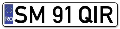 Placuta inmatriculare numar auto  SM-91-QIR, SM 91 QIR, SM91QIR