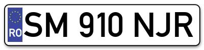 Placuta inmatriculare numar auto  SM-910-NJR, SM 910 NJR, SM910NJR