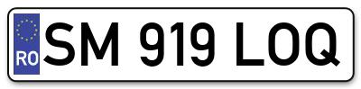 Placuta inmatriculare numar auto  SM-919-LOQ, SM 919 LOQ, SM919LOQ
