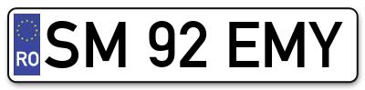 Placuta inmatriculare numar auto  SM-92-EMY, SM 92 EMY, SM92EMY