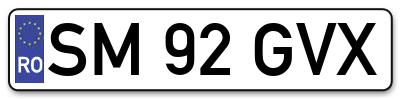 Placuta inmatriculare numar auto  SM-92-GVX, SM 92 GVX, SM92GVX