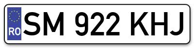 Placuta inmatriculare numar auto  SM-922-KHJ, SM 922 KHJ, SM922KHJ