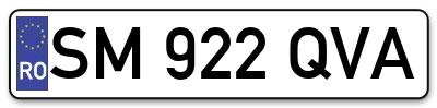 Placuta inmatriculare numar auto  SM-922-QVA, SM 922 QVA, SM922QVA