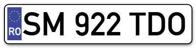 Placuta inmatriculare numar auto  SM-922-TDO, SM 922 TDO, SM922TDO
