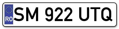 Placuta inmatriculare numar auto  SM-922-UTQ, SM 922 UTQ, SM922UTQ
