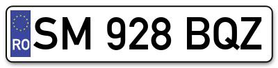 Placuta inmatriculare numar auto  SM-928-BQZ, SM 928 BQZ, SM928BQZ