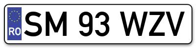Placuta inmatriculare numar auto  SM-93-WZV, SM 93 WZV, SM93WZV