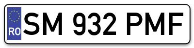 Placuta inmatriculare numar auto  SM-932-PMF, SM 932 PMF, SM932PMF
