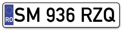 Placuta inmatriculare numar auto  SM-936-RZQ, SM 936 RZQ, SM936RZQ