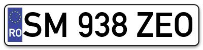 Placuta inmatriculare numar auto  SM-938-ZEO, SM 938 ZEO, SM938ZEO