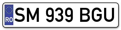Placuta inmatriculare numar auto  SM-939-BGU, SM 939 BGU, SM939BGU