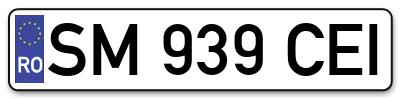 Placuta inmatriculare numar auto  SM-939-CEI, SM 939 CEI, SM939CEI