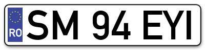 Placuta inmatriculare numar auto  SM-94-EYI, SM 94 EYI, SM94EYI