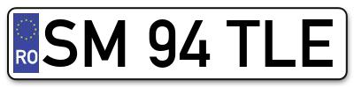 Placuta inmatriculare numar auto  SM-94-TLE, SM 94 TLE, SM94TLE