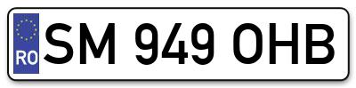 Placuta inmatriculare numar auto  SM-949-OHB, SM 949 OHB, SM949OHB