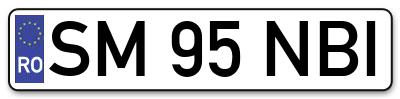 Placuta inmatriculare numar auto  SM-95-NBI, SM 95 NBI, SM95NBI