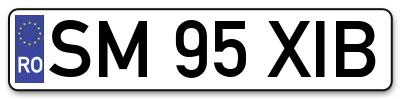 Placuta inmatriculare numar auto  SM-95-XIB, SM 95 XIB, SM95XIB