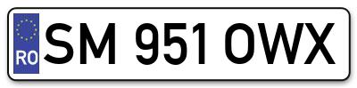 Placuta inmatriculare numar auto  SM-951-OWX, SM 951 OWX, SM951OWX