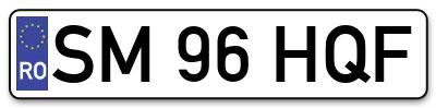 Placuta inmatriculare numar auto  SM-96-HQF, SM 96 HQF, SM96HQF