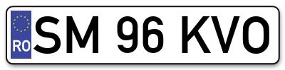 Placuta inmatriculare numar auto  SM-96-KVO, SM 96 KVO, SM96KVO