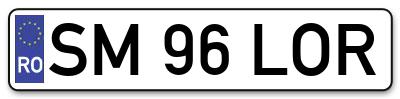 Placuta inmatriculare numar auto  SM-96-LOR, SM 96 LOR, SM96LOR