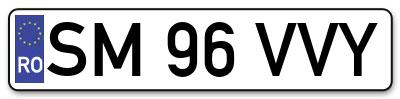 Placuta inmatriculare numar auto  SM-96-VVY, SM 96 VVY, SM96VVY
