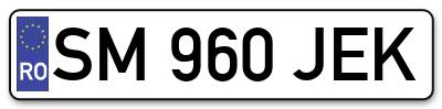 Placuta inmatriculare numar auto  SM-960-JEK, SM 960 JEK, SM960JEK