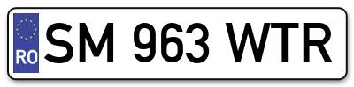 Placuta inmatriculare numar auto  SM-963-WTR, SM 963 WTR, SM963WTR