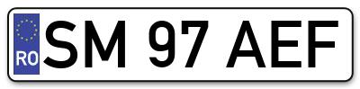 Placuta inmatriculare numar auto  SM-97-AEF, SM 97 AEF, SM97AEF