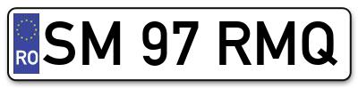 Placuta inmatriculare numar auto  SM-97-RMQ, SM 97 RMQ, SM97RMQ