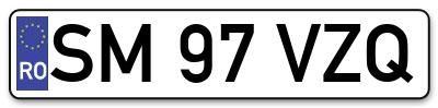Placuta inmatriculare numar auto  SM-97-VZQ, SM 97 VZQ, SM97VZQ