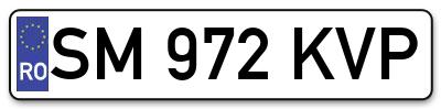 Placuta inmatriculare numar auto  SM-972-KVP, SM 972 KVP, SM972KVP