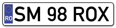 Placuta inmatriculare numar auto  SM-98-ROX, SM 98 ROX, SM98ROX
