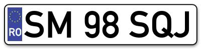Placuta inmatriculare numar auto  SM-98-SQJ, SM 98 SQJ, SM98SQJ