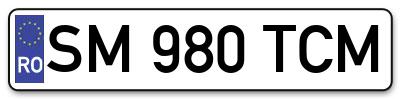 Placuta inmatriculare numar auto  SM-980-TCM, SM 980 TCM, SM980TCM