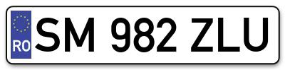 Placuta inmatriculare numar auto  SM-982-ZLU, SM 982 ZLU, SM982ZLU