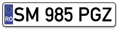 Placuta inmatriculare numar auto  SM-985-PGZ, SM 985 PGZ, SM985PGZ