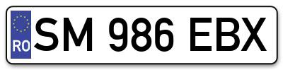 Placuta inmatriculare numar auto  SM-986-EBX, SM 986 EBX, SM986EBX