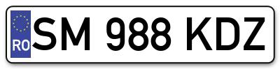 Placuta inmatriculare numar auto  SM-988-KDZ, SM 988 KDZ, SM988KDZ