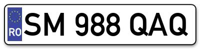 Placuta inmatriculare numar auto  SM-988-QAQ, SM 988 QAQ, SM988QAQ